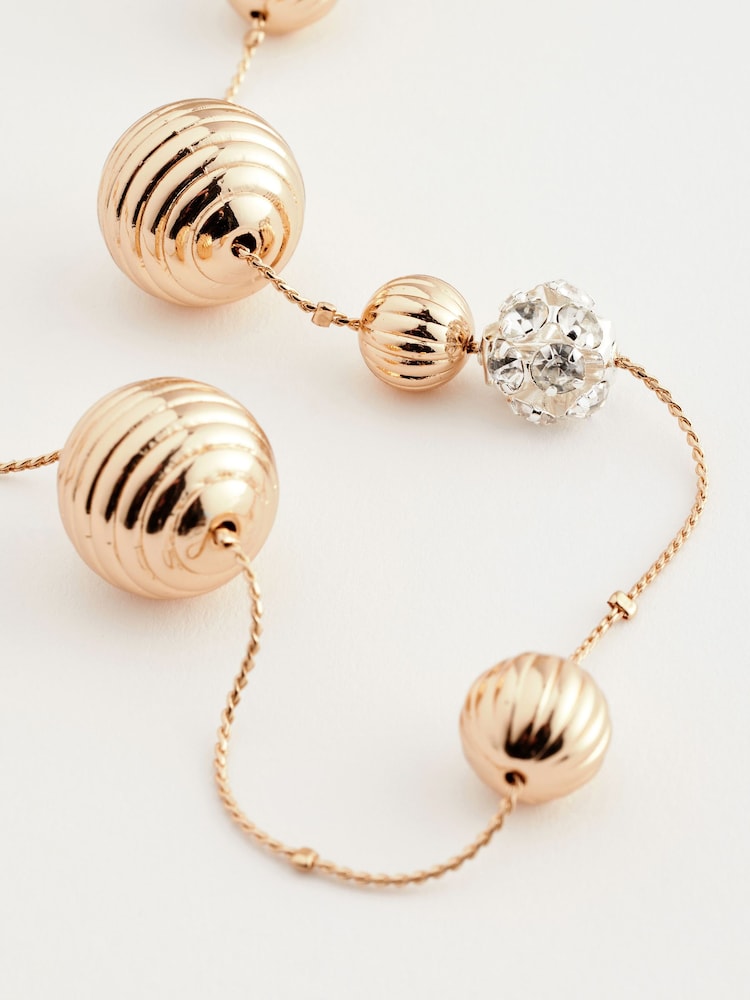 Gold Tone Sparkle Orb Rope Necklace - Image 3 of 3