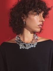 Silver Tone Molten Drop Collar Necklace Made With Recycled Zinc - Image 1 of 5
