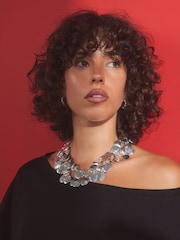 Silver Tone Molten Drop Collar Necklace Made With Recycled Zinc - Image 3 of 5