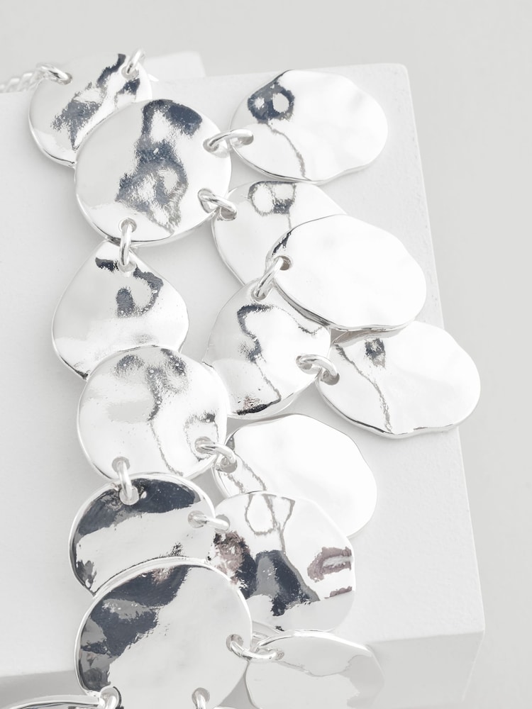 Silver Tone Molten Drop Collar Necklace Made With Recycled Zinc - Image 5 of 5