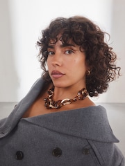 Tortoiseshell Chunky Chain Necklace Made With Recycled Zinc - Image 3 of 6