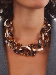 Tortoiseshell Chunky Chain Necklace Made With Recycled Zinc - Image 4 of 6