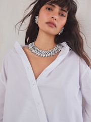 Silver Tone Short Collar Necklace Made With Recycled Zinc - Image 1 of 6