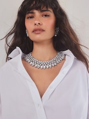 Silver Tone Short Collar Necklace Made With Recycled Zinc - Image 2 of 6