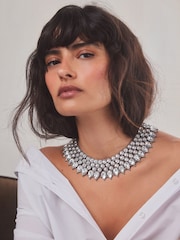 Silver Tone Short Collar Necklace Made With Recycled Zinc - Image 3 of 6