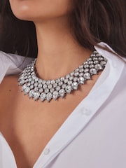 Silver Tone Short Collar Necklace Made With Recycled Zinc - Image 4 of 6