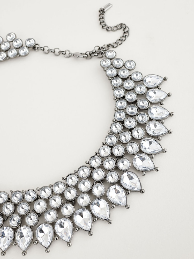 Silver Tone Short Collar Necklace Made With Recycled Zinc - Image 6 of 6
