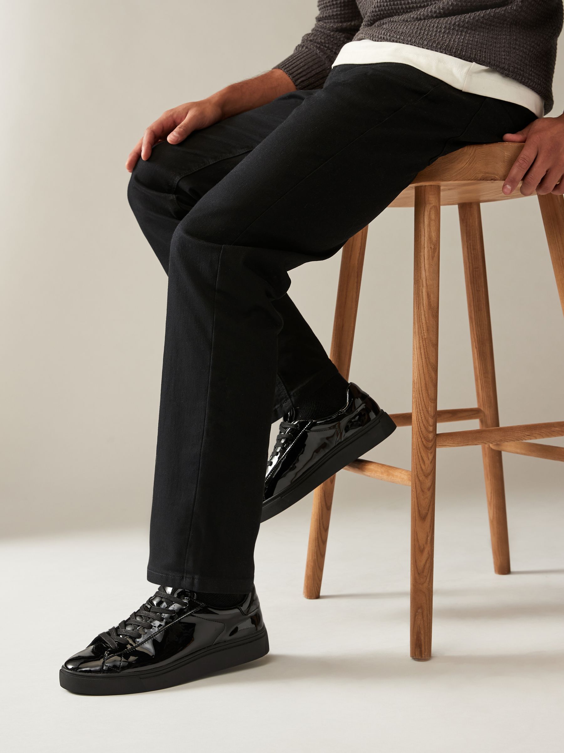 Black patent leather trainers hotsell