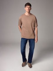 Stone Mid Relaxed Fit Essential Crew Neck Cotton T-Shirt - Image 2 of 7