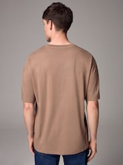 Stone Mid Relaxed Fit Essential Crew Neck Cotton T-Shirt - Image 3 of 7
