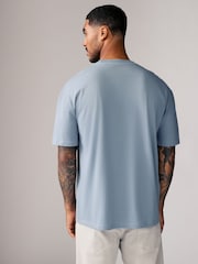 Light Sky Blue Relaxed Fit Essential Crew Neck Cotton T-Shirt - Image 3 of 7
