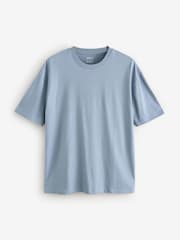 Light Sky Blue Relaxed Fit Essential Crew Neck Cotton T-Shirt - Image 5 of 7