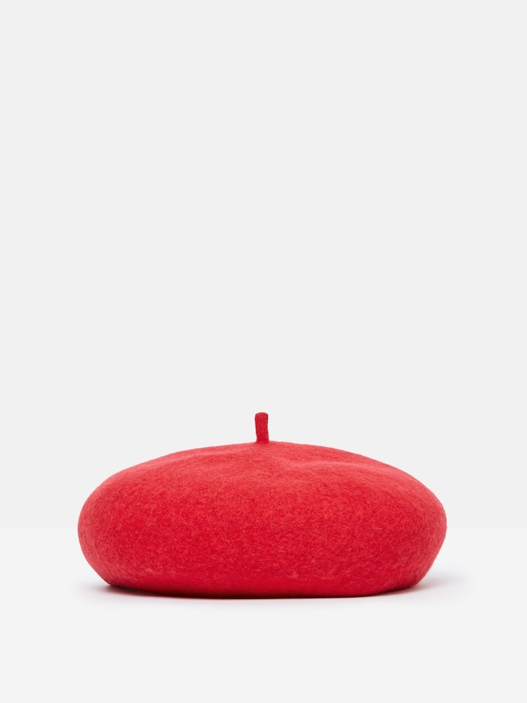 Joules Amelie Red Adjustable Wool Beret Hat - Image 3 of 4