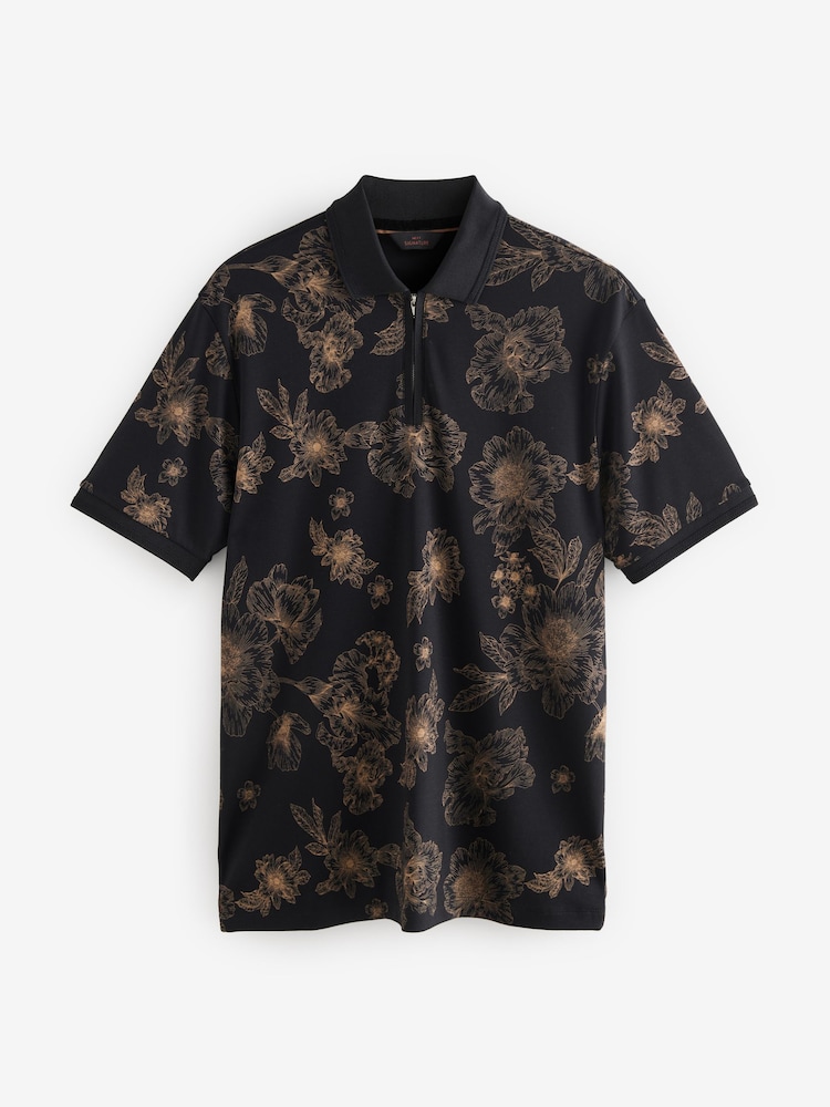 Black Floral Signature Modal Polo Shirt - Image 6 of 8