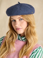 Joules Amelie Navy Blue Adjustable Wool Beret Hat - Image 1 of 5