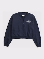 Abercrombie & Fitch Blue Script Logo Jersey Button Through Cardigan - Image 6 of 6