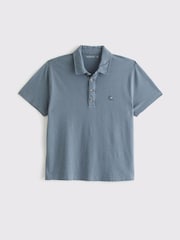 Abercrombie & Fitch Blue Linen Blend Icon Polo Shirt - Image 1 of 1