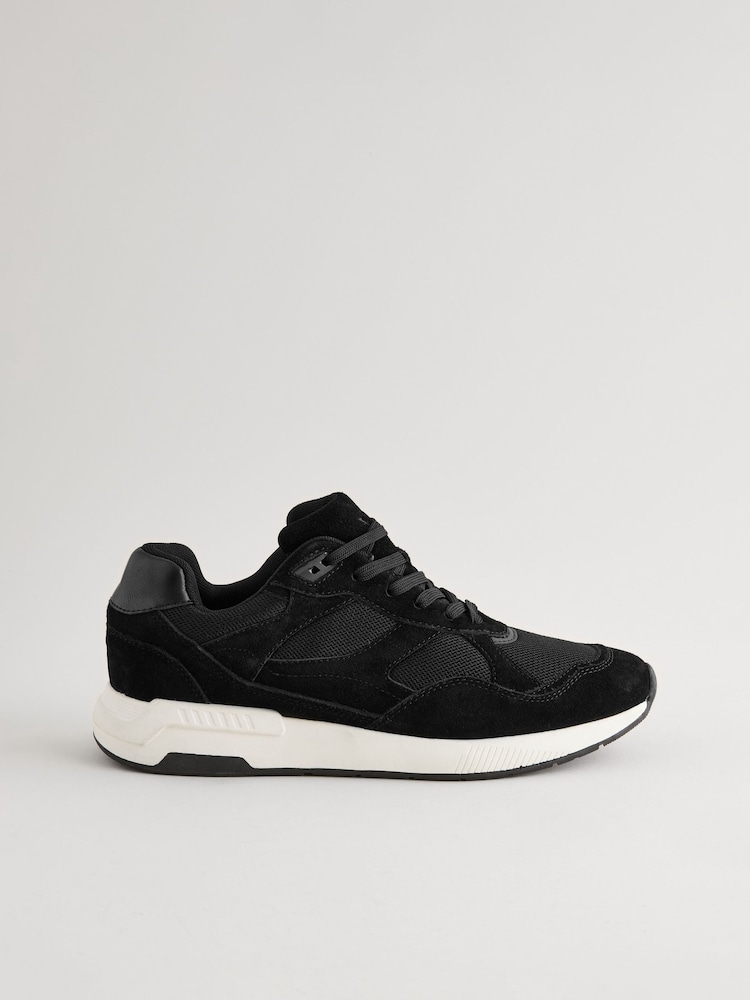 Black Leather Runner Trainers - Image 3 of 6