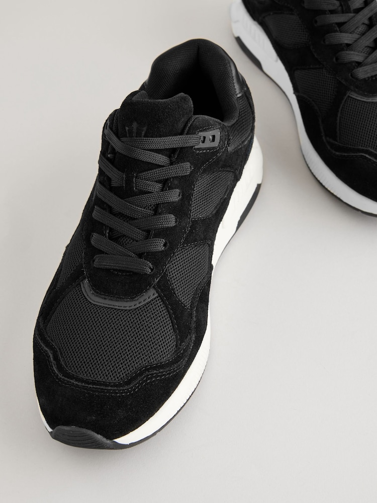Black Leather Runner Trainers - Image 4 of 6