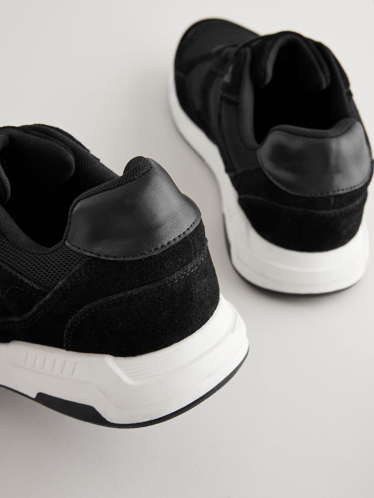 Black Leather Runner Trainers - Image 5 of 6