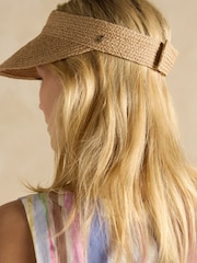 Joules Sunray Neutral Packable Adjustable Raffia Visor - Image 4 of 8