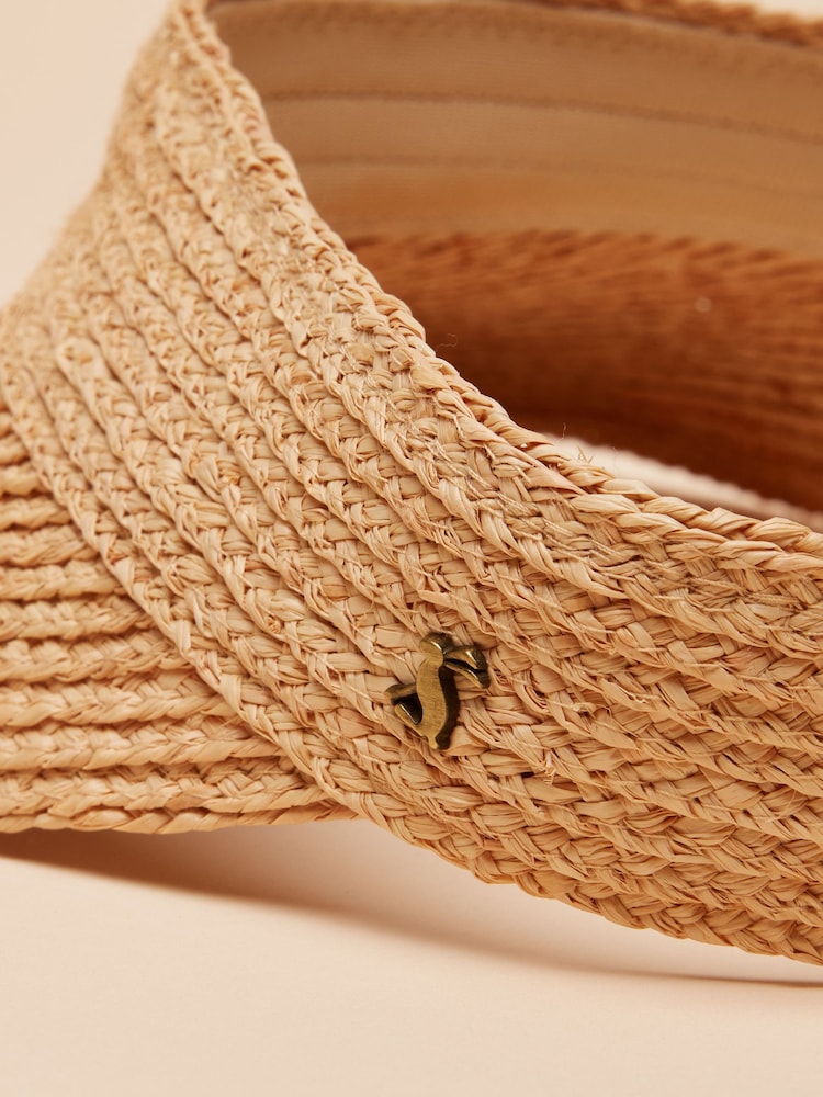 Joules Sunray Neutral Packable Adjustable Raffia Visor - Image 8 of 8