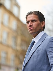 Blauw - Harry Brown versierde maatgesneden blazer van katoen-linnenmix - Image 9 of 9