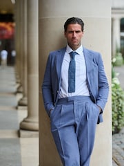 Blauw - Harry Brown versierde maatgesneden blazer van katoen-linnenmix - Image 3 of 9