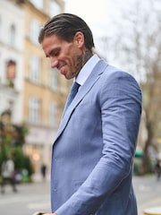 Blauw - Harry Brown versierde maatgesneden blazer van katoen-linnenmix - Image 4 of 9