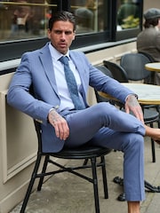 Blauw - Harry Brown versierde maatgesneden blazer van katoen-linnenmix - Image 6 of 9