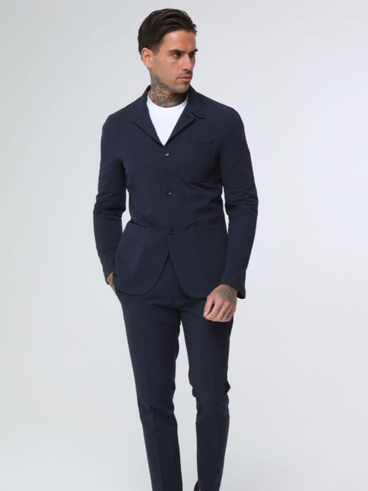 Harry Brown Deakin Cotton Linen Seersucker Regular Fit Blazer - Image 3 of 4