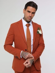 Harry Brown Orange Decorate Cotton Linen Blend Tailored Fit Blazer - Image 1 of 18