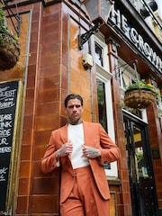 Harry Brown Orange Decorate Cotton Linen Blend Tailored Fit Blazer - Image 11 of 18