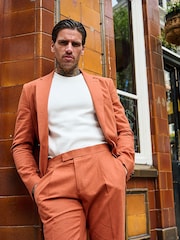 Harry Brown Orange Decorate Cotton Linen Blend Tailored Fit Blazer - Image 12 of 18