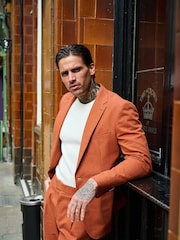 Harry Brown Orange Decorate Cotton Linen Blend Tailored Fit Blazer - Image 13 of 18