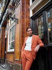 Harry Brown Orange Decorate Cotton Linen Blend Tailored Fit Blazer - Image 14 of 18
