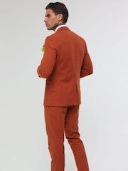 Harry Brown Orange Decorate Cotton Linen Blend Tailored Fit Blazer - Image 17 of 18