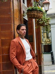 Harry Brown Orange Decorate Cotton Linen Blend Tailored Fit Blazer - Image 3 of 18