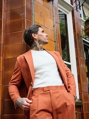 Harry Brown Orange Decorate Cotton Linen Blend Tailored Fit Blazer - Image 4 of 18