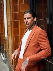 Harry Brown Orange Decorate Cotton Linen Blend Tailored Fit Blazer - Image 5 of 18