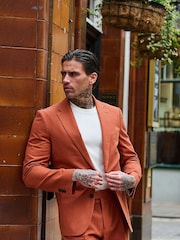 Harry Brown Orange Decorate Cotton Linen Blend Tailored Fit Blazer - Image 6 of 18