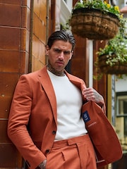 Harry Brown Orange Decorate Cotton Linen Blend Tailored Fit Blazer - Image 7 of 18