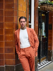 Harry Brown Orange Decorate Cotton Linen Blend Tailored Fit Blazer - Image 9 of 18