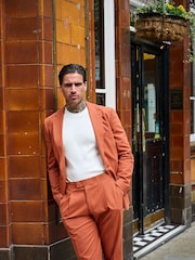 Harry Brown Orange Decorate Cotton Linen Blend Tailored Fit Blazer - Image 10 of 18