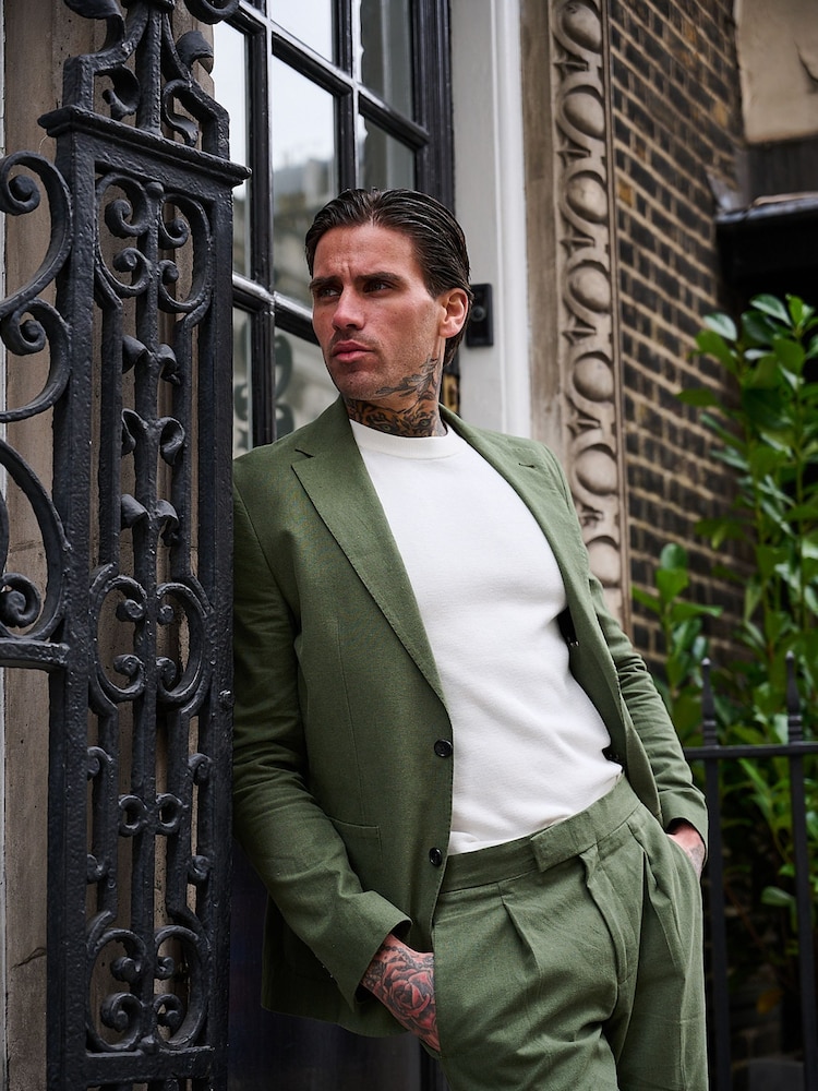 Groen - Harry Brown versierde maatgesneden blazer van katoen-linnenmix - Image 12 of 18