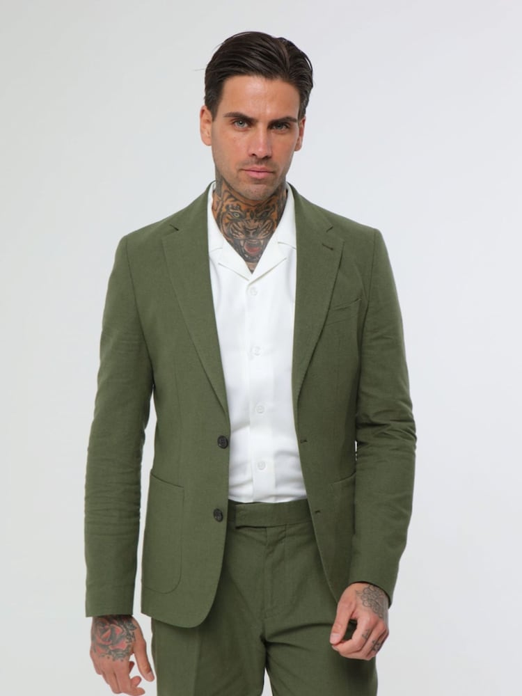 Groen - Harry Brown versierde maatgesneden blazer van katoen-linnenmix - Image 15 of 18