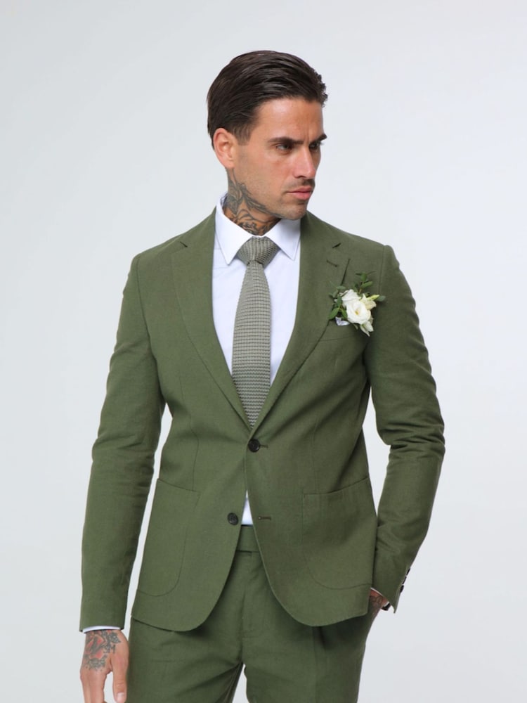 Groen - Harry Brown versierde maatgesneden blazer van katoen-linnenmix - Image 16 of 18