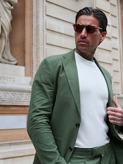 Groen - Harry Brown versierde maatgesneden blazer van katoen-linnenmix - Image 2 of 18