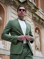 Groen - Harry Brown versierde maatgesneden blazer van katoen-linnenmix - Image 3 of 18