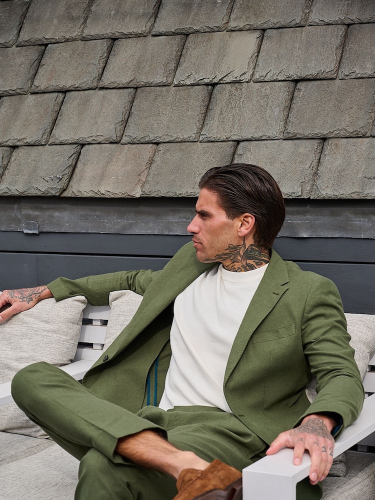 Groen - Harry Brown versierde maatgesneden blazer van katoen-linnenmix - Image 4 of 18